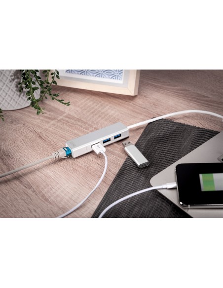 Digitus Adaptador LAN Gigabit y concentrador USB 3.0 de 3 puertos