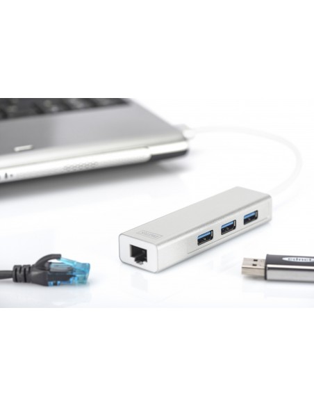 Digitus Adaptador LAN Gigabit y concentrador USB 3.0 de 3 puertos