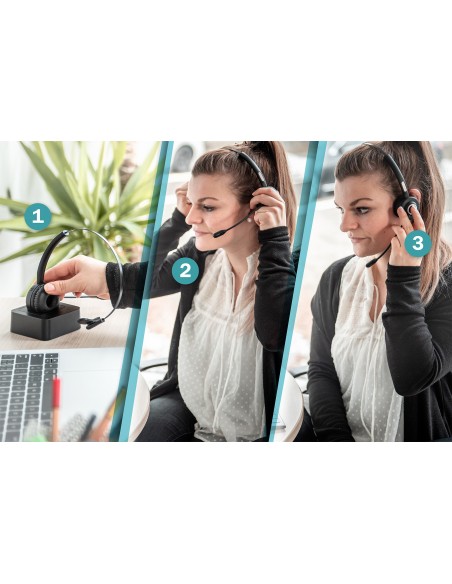 Digitus Headset Bluetooth On Ear con estación de acoplamiento