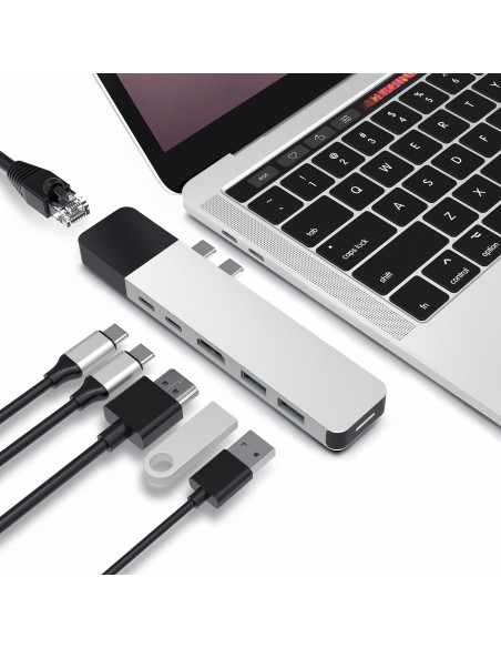 HYPER GN28N-SILVER base para portátil y replicador de puertos Alámbrico Plata