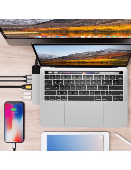 HYPER GN28N-SILVER base para portátil y replicador de puertos Alámbrico Plata