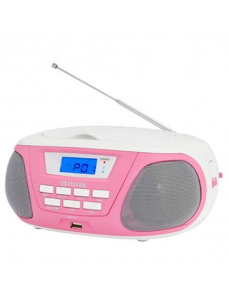 Aiwa BBTU-300PK sistema estéreo portátil Analógico y digital 5 W Rosa, Blanco