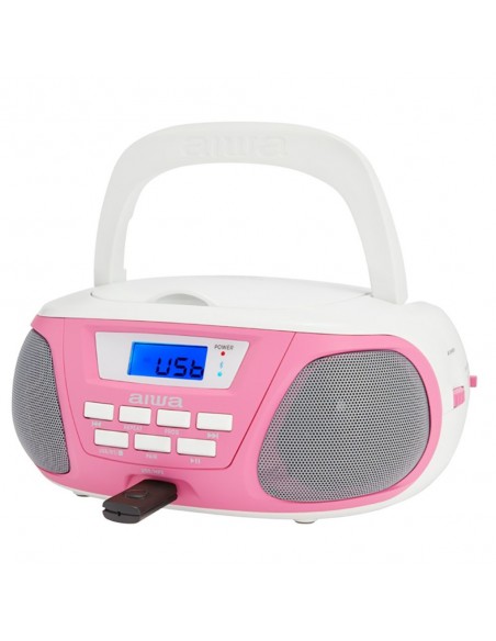 Aiwa BBTU-300PK sistema estéreo portátil Analógico y digital 5 W Rosa, Blanco