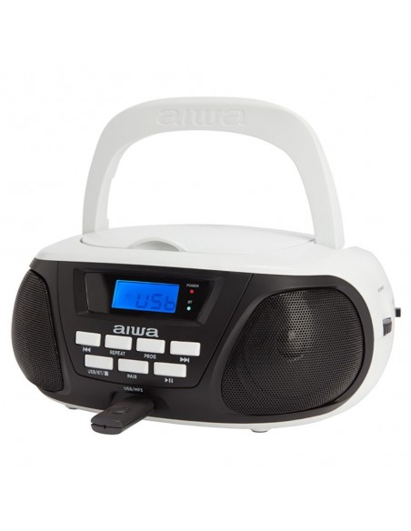 Aiwa BBTU-300BW sistema estéreo portátil Analógico y digital 5 W Negro, Blanco