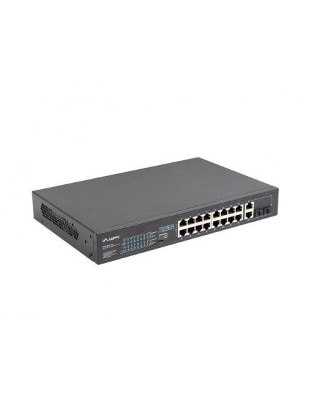 Lanberg RSFE-16P-2C-250 switch No administrado Gigabit Ethernet (10 100 1000) Energía sobre Ethernet (PoE) 1U Negro