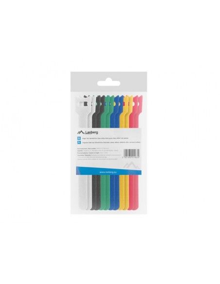 Lanberg ORG01-MT150-MC6 presilla Bridas adherentes para cables Tela Negro, Azul, Verde, Rojo, Blanco, Amarillo 12 pieza(s)