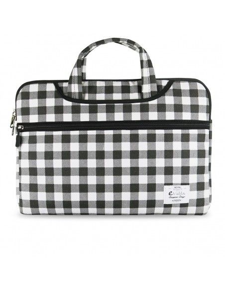e-Vitta Chequered maletines para portátil 39,6 cm (15.6") Funda Negro, Blanco