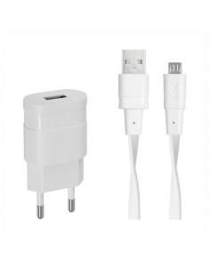 RIVACASE Adap. pared 1 usb + cable microusb blanco