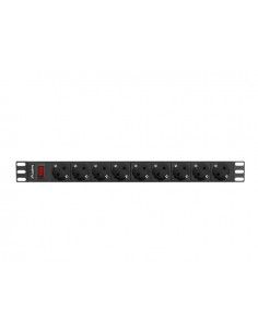 Lanberg PDU-09F-0300-BK unidad de distribución de energía (PDU) 9 salidas AC 1U Negro, Gris