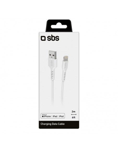 SBS TECABLEUSBIP5289W cable de conector Lightning 2 m Blanco