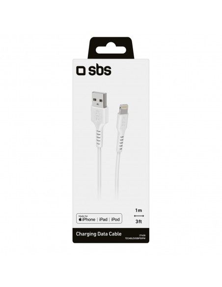 SBS TECABLEUSBIP589W cable de conector Lightning 1 m Blanco