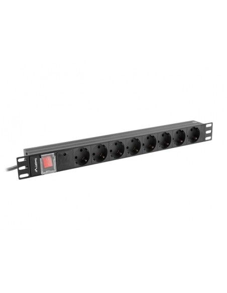 Lanberg PDU-08F-0200-BK unidad de distribución de energía (PDU) 8 salidas AC 1U Negro