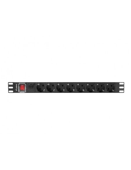 Lanberg PDU-08F-0200-BK unidad de distribución de energía (PDU) 8 salidas AC 1U Negro