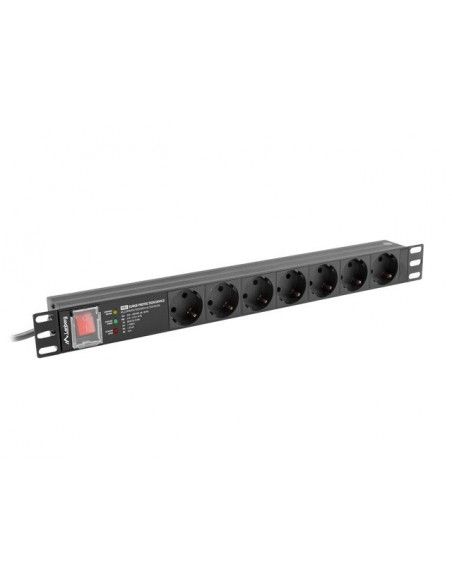 Lanberg PDU-PRO-07F-0200-BK unidad de distribución de energía (PDU) 6 salidas AC 1U Negro
