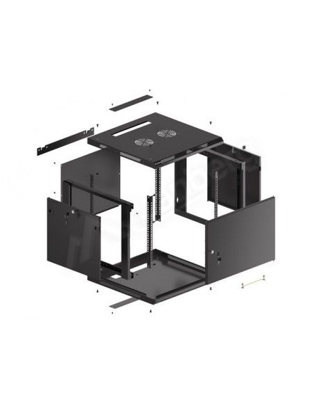 Lanberg WF01-6609-00B armario rack 9U Bastidor de pared Negro