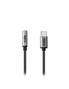 SBS TEADAPTJACKTYCK cable de teléfono móvil Negro 0,15 m USB C 3,5mm
