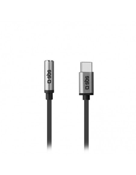 SBS TEADAPTJACKTYCK cable de teléfono móvil Negro 0,15 m USB C 3,5mm