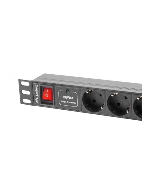 Lanberg PDU-07F-0200-IEC-BK unidad de distribución de energía (PDU) 7 salidas AC 1U Negro