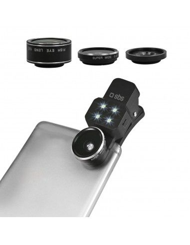 SBS TEKITLENS41 lente de teléfonos móviles Ojo de pez, macro y gran angular Negro