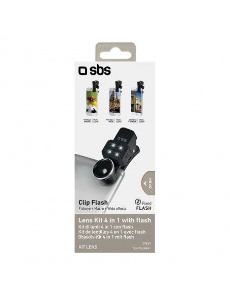 SBS TEKITLENS41 lente de teléfonos móviles Ojo de pez, macro y gran angular Negro