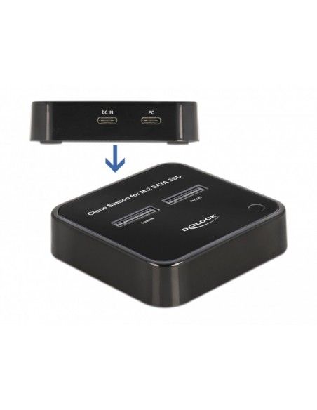 DeLOCK 63334 base de conexión para disco duro USB 3.2 Gen 2 (3.1 Gen 2) Type-C Negro