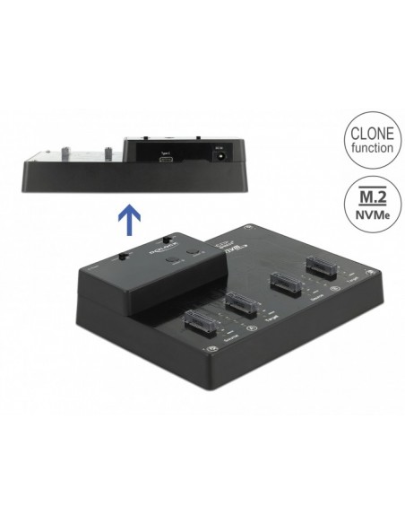 DeLOCK 64124 base de conexión para disco duro USB 3.2 Gen 2 (3.1 Gen 2) Type-C Negro