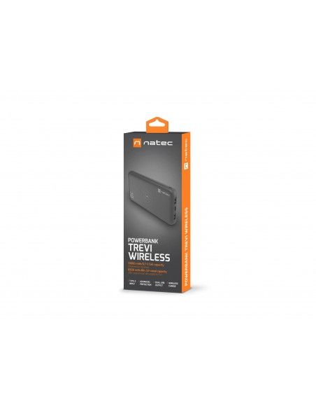 NATEC Trevi Wireless 10000 mAh Polímero de litio Cargador inalámbrico Negro