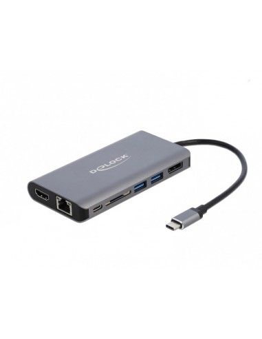 DeLOCK 87683 base para portátil y replicador de puertos Alámbrico USB 3.2 Gen 1 (3.1 Gen 1) Type-C Gris
