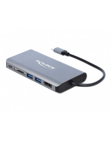 DeLOCK 87683 base para portátil y replicador de puertos Alámbrico USB 3.2 Gen 1 (3.1 Gen 1) Type-C Gris