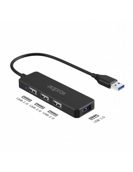 montículo Envío Cumplimiento a APPROX Adap. USB Hub 3 ptos USB 2.0 + 1ptoUSB 3.0