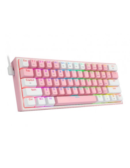 REDRAGON K616-RGB FiZZ Pro teclado USB + RF Wireless + Bluetooth QWERTY Inglés Rosa, Blanco