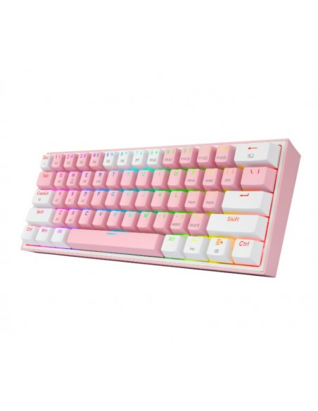 REDRAGON K616-RGB FiZZ Pro teclado USB + RF Wireless + Bluetooth QWERTY Inglés Rosa, Blanco