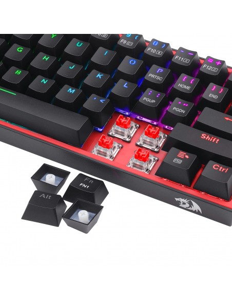 REDRAGON K616-RGB B teclado USB + RF Wireless + Bluetooth QWERTY Inglés Negro, Rojo