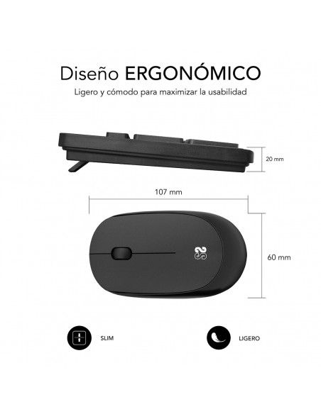 SUBBLIM Teclado Ergonómico y ratón Combo Business Slim Silencioso Inalámbrico 2.4G