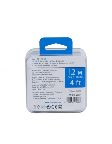 Rivacase VA6001 WT12 1,2 m Blanco