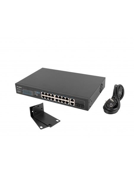 Lanberg RSFE-16P-2C-150 switch No administrado Gigabit Ethernet (10 100 1000) Energía sobre Ethernet (PoE) 1U Negro