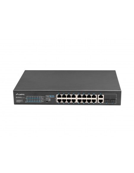 Lanberg RSFE-16P-2C-150 switch No administrado Gigabit Ethernet (10 100 1000) Energía sobre Ethernet (PoE) 1U Negro
