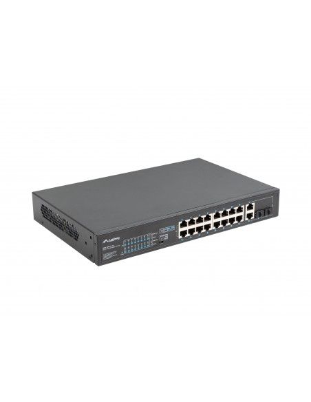 Lanberg RSFE-16P-2C-150 switch No administrado Gigabit Ethernet (10 100 1000) Energía sobre Ethernet (PoE) 1U Negro