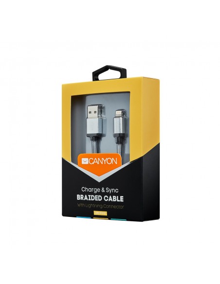 CABLE LIGHTNING TRENZADO A USB(A) 2.0 CANYON 1M GD