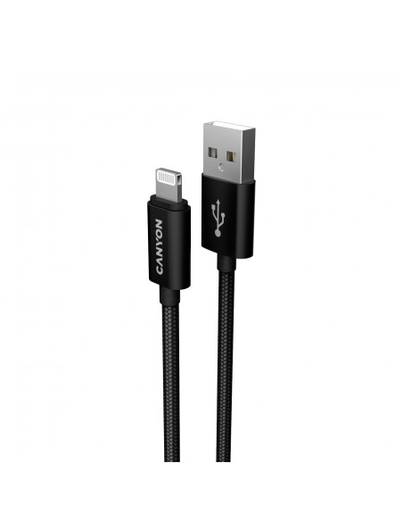 CABLE LIGHTNING TRENZADO A USB(A) 2.0 CANYON 1M BK