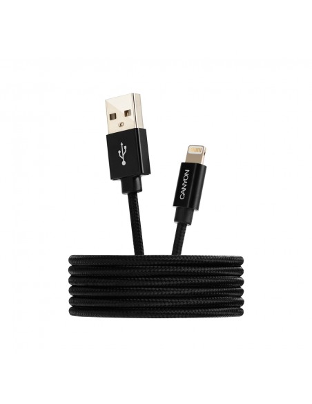 CABLE LIGHTNING TRENZADO A USB(A) 2.0 CANYON 1M BK
