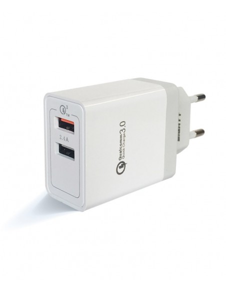 CARGADOR EIGHTT USB QUALCOOM 3.0 12W 2 PUERTOS 1X12V1.5A9V 1.8A5V 2.4A1X5V 2.4A