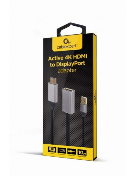 ADAPTADOR GEMBIRD  ACTIVO 4K HDMI MACHO A DISPLAYPORT HEMBRA NEGRO