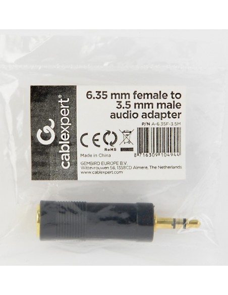 ADAPTADOR GEMBIRD AUDIO 6,35MM HEMBRA A 3,5MM MACHO