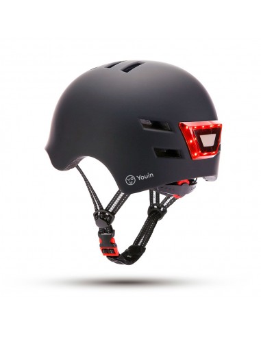 YOUIN CASCO CON LED FRONTAL Y TRASERO NEGRO  (TALLA L)