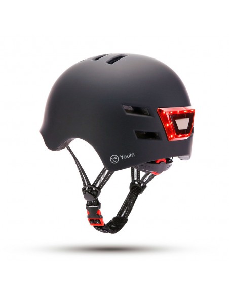 YOUIN CASCO CON LED FRONTAL Y TRASERO NEGRO  (TALLA L)
