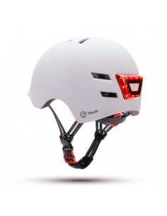 YOUIN CASCO CON LED FRONTAL Y TRASERO BLANCO   (TALLA M)