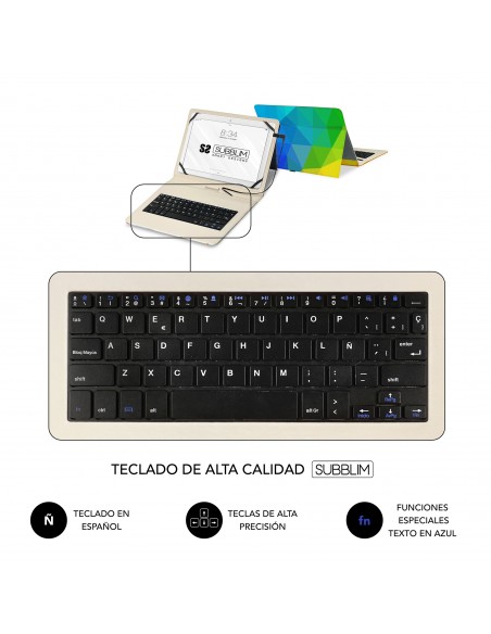FUNDA CON TECLADO MICRO USB – TYPE C KEYTAB USB 11" TRIANGULOS