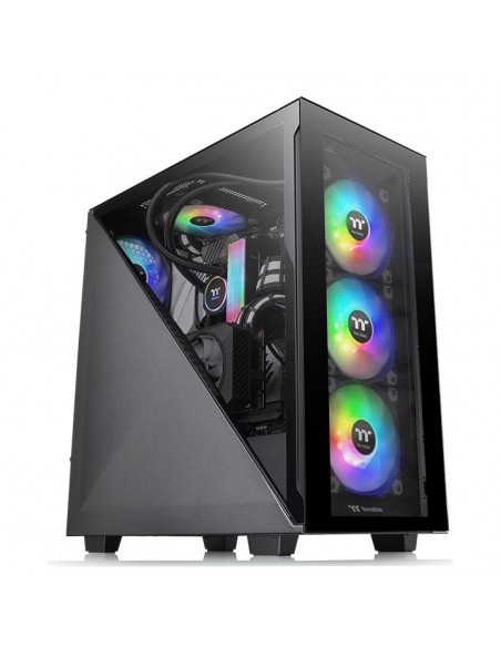 Thermaltake Divider 300 TG ARGB Case Mid Tower - Vetro Temperato, Pannelli Triangolari, Supporto Raffreddamento A Liquido