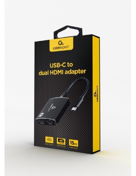 ADAPTADOR USB-C A DOBLE HDMI 4K 60HZ NEGRO
